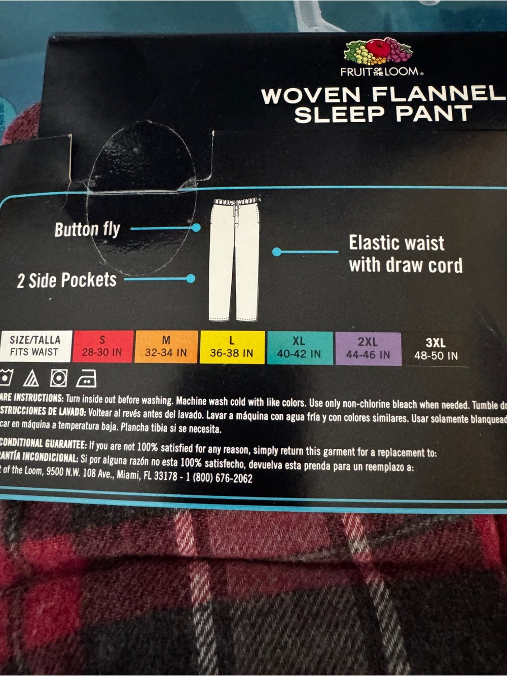 Fruit of the Loom Men’s Plaid Flannel Sleep Pants - Picture 3 of 3